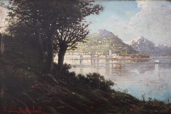 Egidio da Rubelli Italian lake scene 11.5 x 17in.